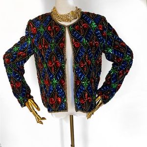Beautiful sequin blouse- Sténay- Size Meduim- 100% Silk